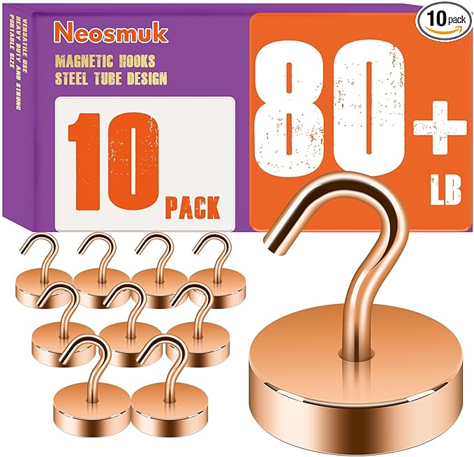 Neosmuk Magnetic Hooks, Cruise Ship Essentials, 80lb+ Heavy Duty Magnetic Hooks by Neosmuk