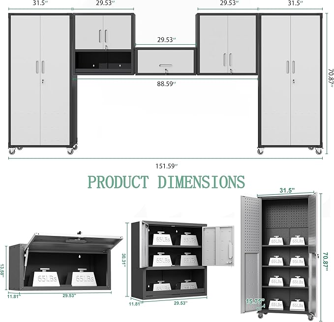 Metal Tool Cabinet, Garage Storage Cabinet System, Wall Cabinet & Locking - Image 2