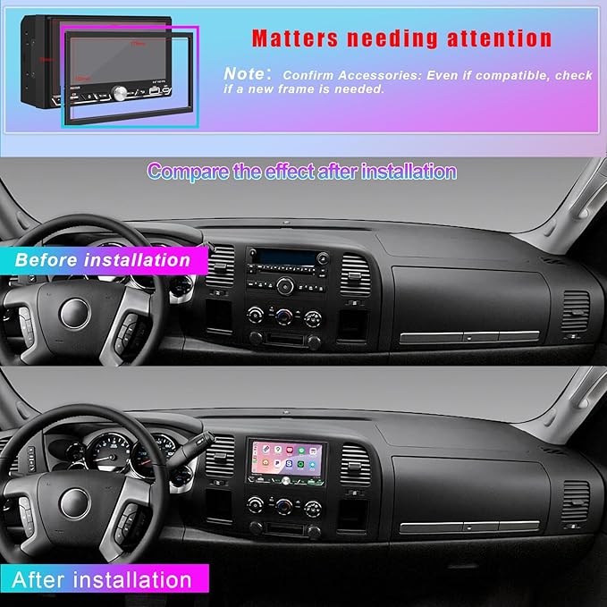 Wireless Apple CarPlay, Double Din Car Stereo, FM AM Car Radio, HD 1280*600 - Image 8