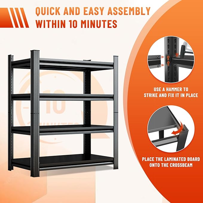 63''H Heavy Duty Metal Shelving Unit, 2000 lbs Total Capacity, Dual-Layer Column - Image 7