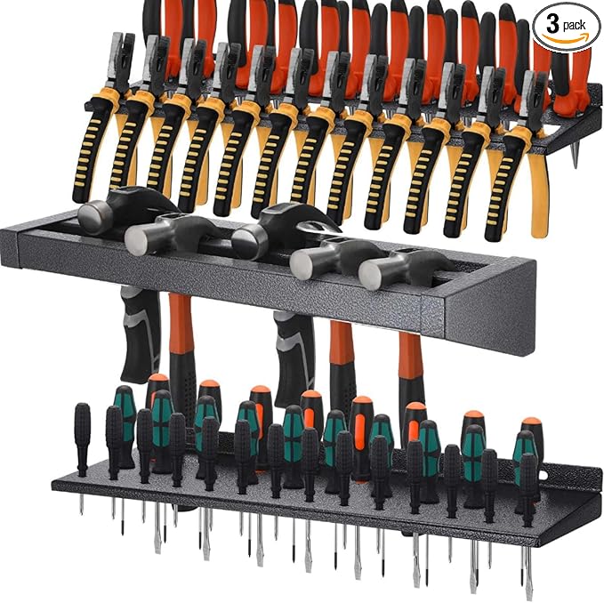 3 Pcs 16in Screwdriver Organizer Wall Mounted Metal Storage Set by Memorywuu