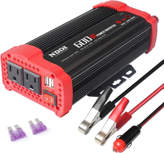 600W Car Power Inverter 12V DC to 110V AC Converter by NDDI+POWER
