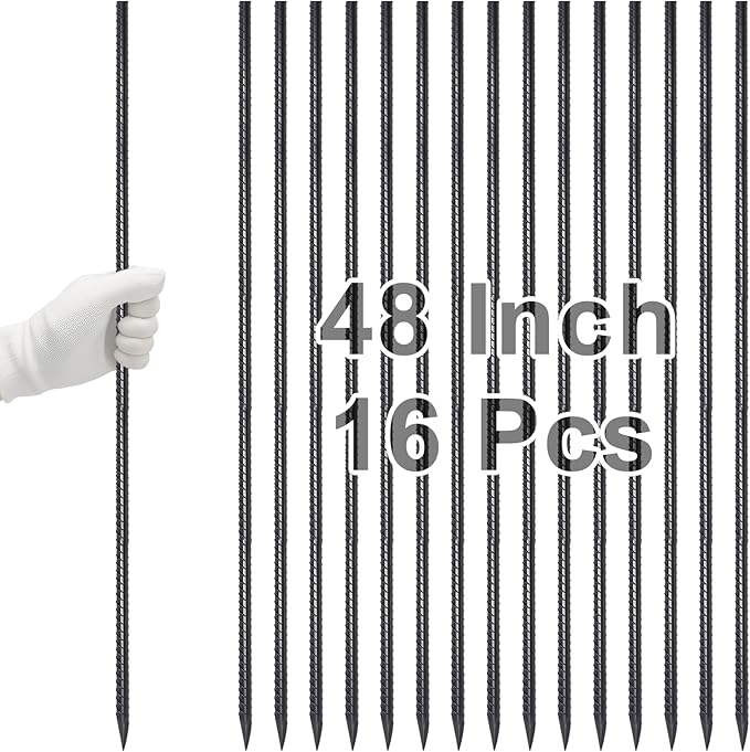 VVOKGO Rebar Stakes 48 Inch 16-Pack Concrete Form Stakes Heavy Duty Straight by VVOKGO