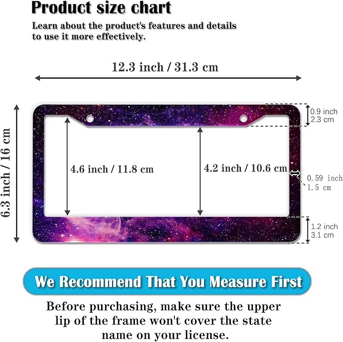 License Plate Frames Multicolor License Plate Cover Beautiful Galaxy Space - Image 2