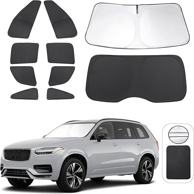 TINGLU Window Shades for Volvo XC90 2016-2024 2025 Accessories Car Side Full by TINGLU