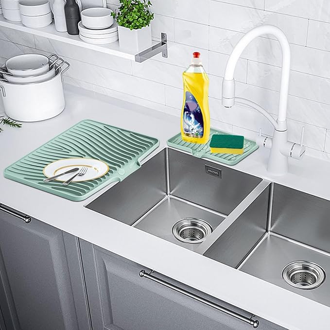 Silicone Dish Drying Mat for Kitchen Counter, Dish Drying Pad, Non-Slip Drain - Image 6