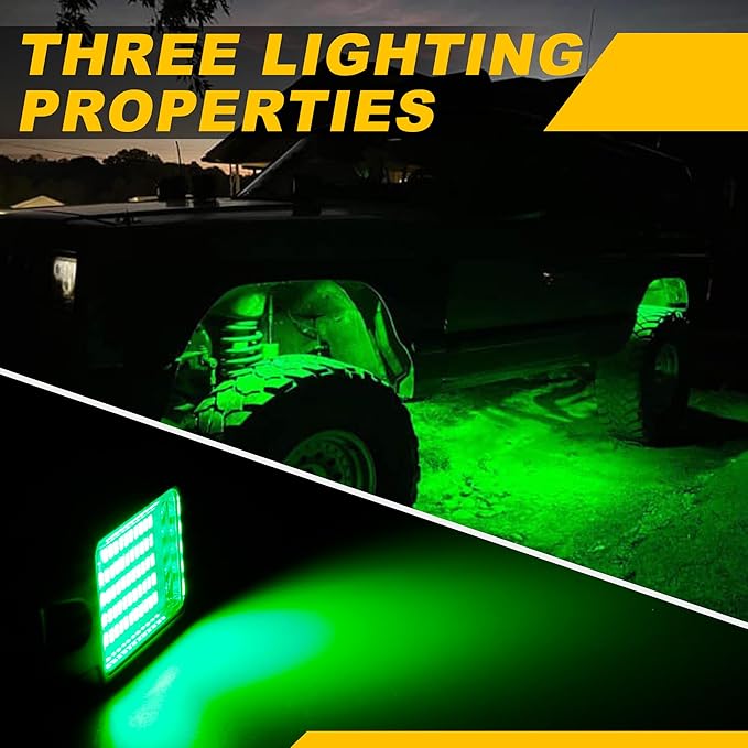 Nicoko 4Pods Pure Green LED Rock Lights 72w high Power Rock Lights Neon - Image 2