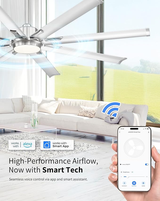 72 Inch Bruehed Nickel Ceiling Fan - Image 2