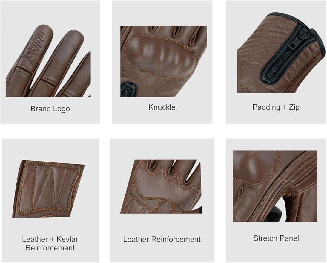 Full Finger Leather Motorcycle Gloves - Image 3