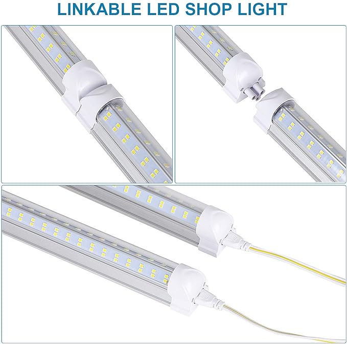 8Ft LED Shop Light Fixture, 120W Integrated LED Tube Light, 6000-6500K - Image 4