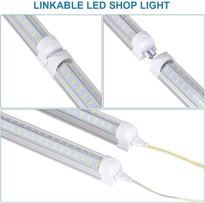 20 Pack, 8FT Led Shop Light, 144W 6000K 19800LM Clear White, Led Shop Light 8FT - Image 4