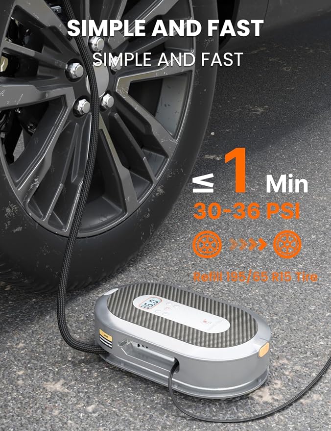 Giraffe Tools Tire Inflator Portable Air Compressor, 150 PSI 12V Car Air Pump - Image 2