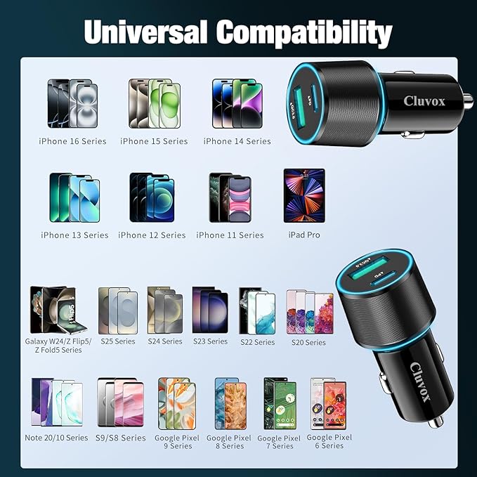Cluvox 5 Pack USB C Car Charger, 38W Fast Charging - Image 7