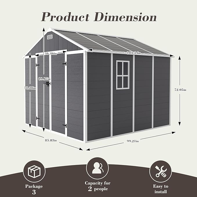 MyVoice 8x8 FT Outdoor Resin Storage Shed - Image 6