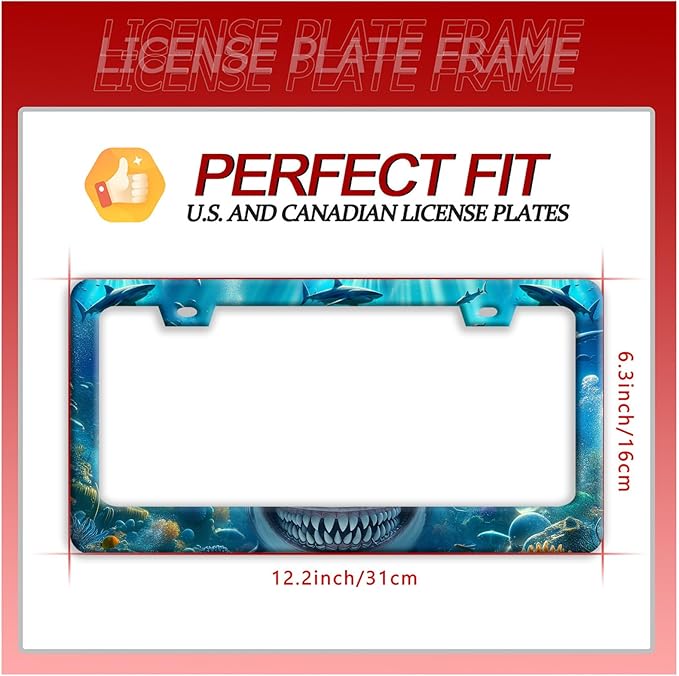 Shark License Plate Frame Ocean Marine Fish License Plate Holder Funny - Image 7