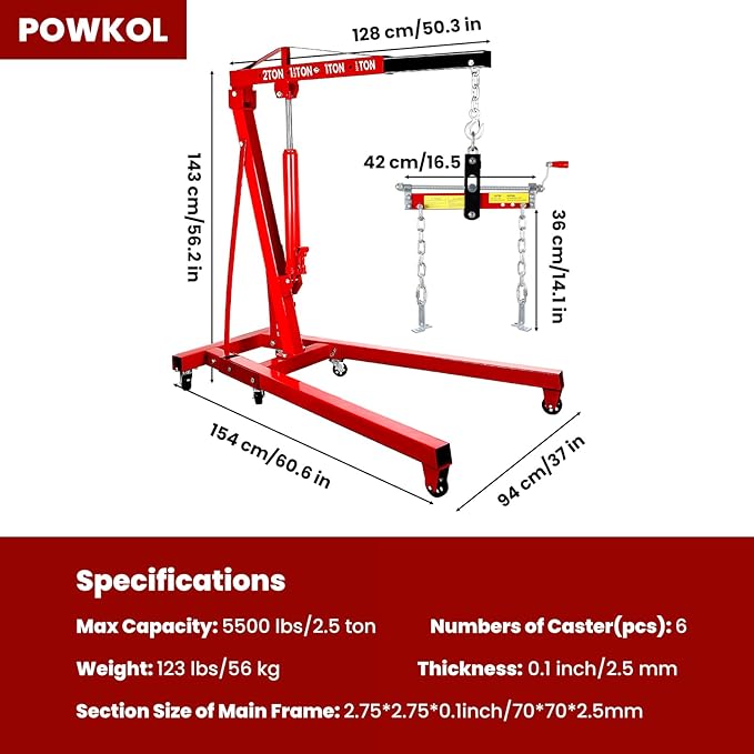 5500 Lbs Folding Engine Hoist, 2.5 Ton Engine Crane - Image 7