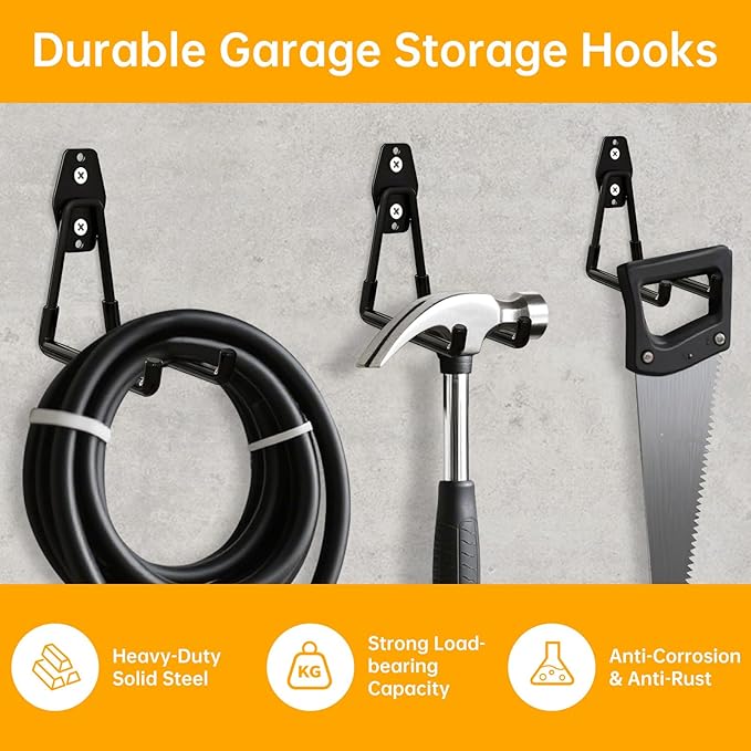 WIN&YING 6 Pack Steel Garage Storage Hooks, Heavy Duty Wall Mounted Storage - Image 5