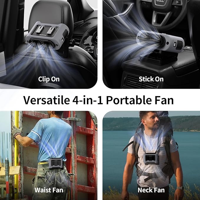 Socool Portable Car Fan - 14500mAh Rechargeable Battery Opearated - Image 6