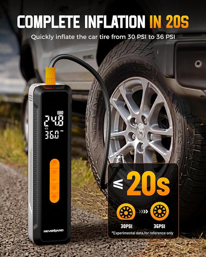 NEVERLAND Tire Inflator Portable Air Compressor - 20000mAh 150PSI Car Tire Air - Image 2