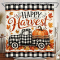 Fall Harvest Shower Curtain Pumpkin Autumn Leaves Thanksgiving Shower Curtains for Bathroom Buffalo Plaid Check Car Home Decor Waterproof Fabric with 10 Hooks, 60x72 Inch by Duluxykl