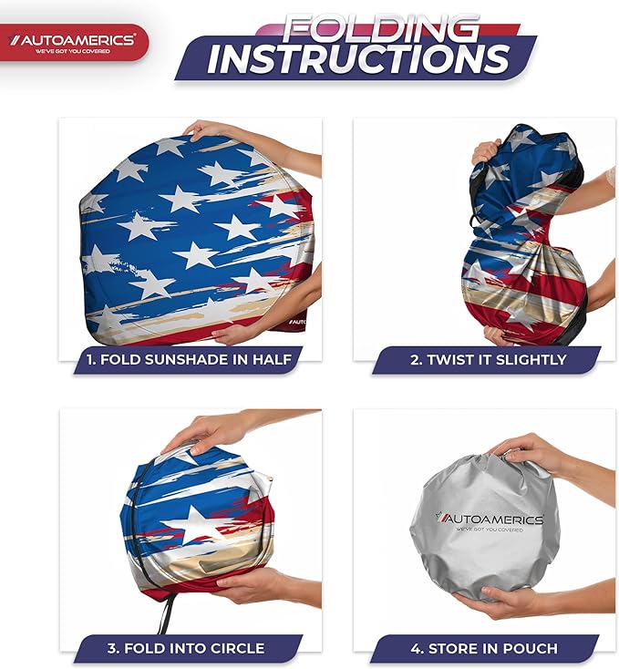 Autoamerics 1-Piece Windshield Sun Shade USA Art Flag - Image 8