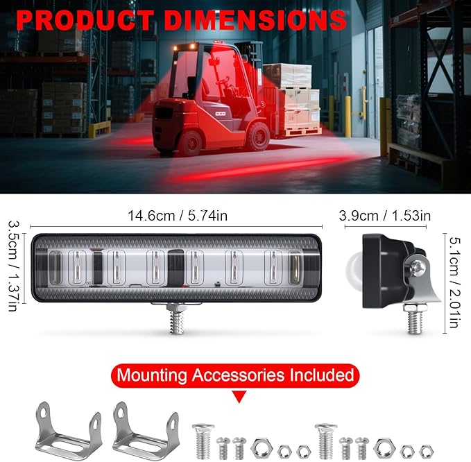 LED Forklift Safety Light Red for AGV Automated Guided Vehicle, Forklift Truck - Image 7
