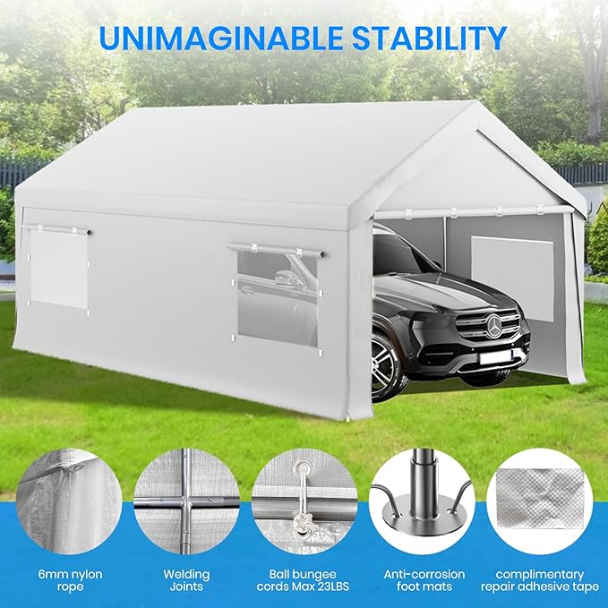Carport 10x20 FT Heavy Duty, Outdoor Portable Garage - Image 4