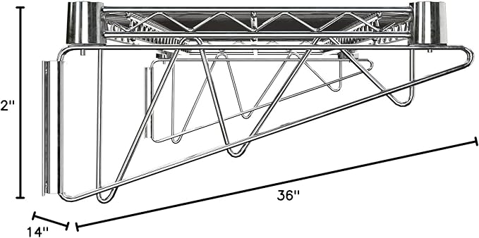 14" x 36" Chrome Wire Wall Mount Shelf - Image 3