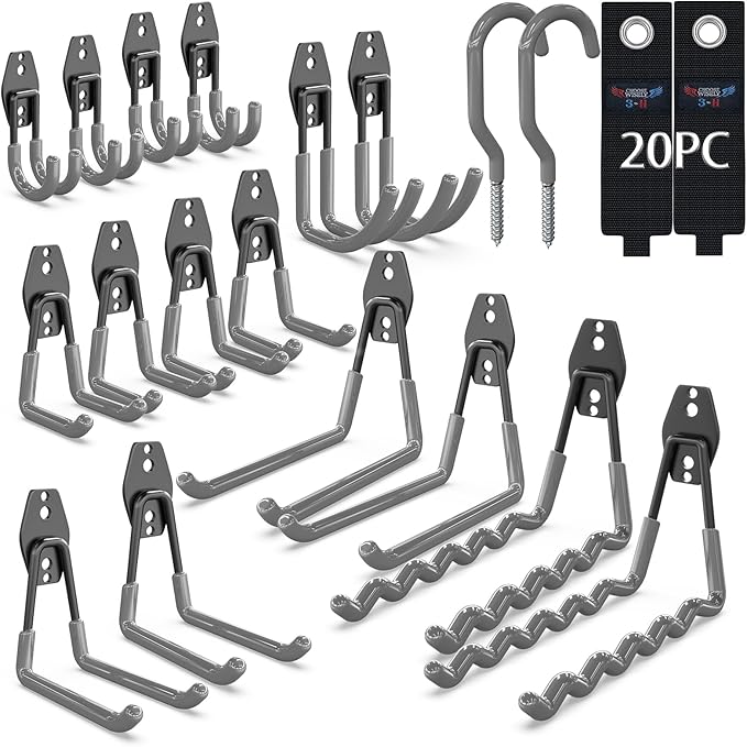 3-H Garage Wall Hooks 20 Pack, Garage Hooks Heavy Duty by 3-H