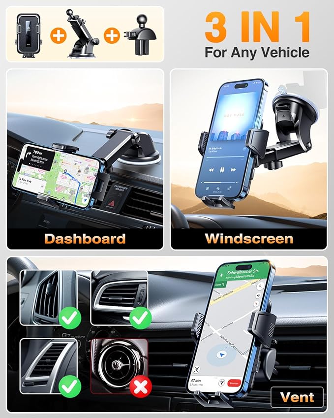 VANMASS 2025 Upgraded Car Phone Holder, Patent Safety Cell Phone Mount - Image 5