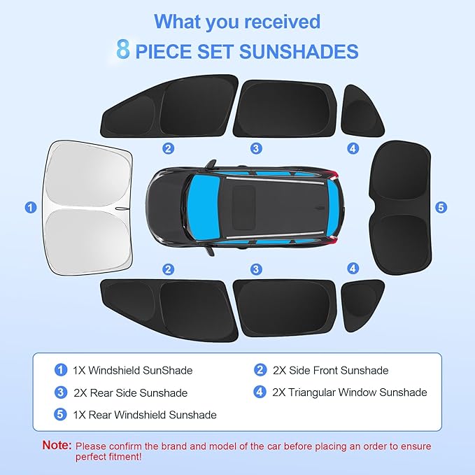 8pcs Car Window Shades for Honda CR-V CRV 2017-2022 Accessories, Windshield - Image 7