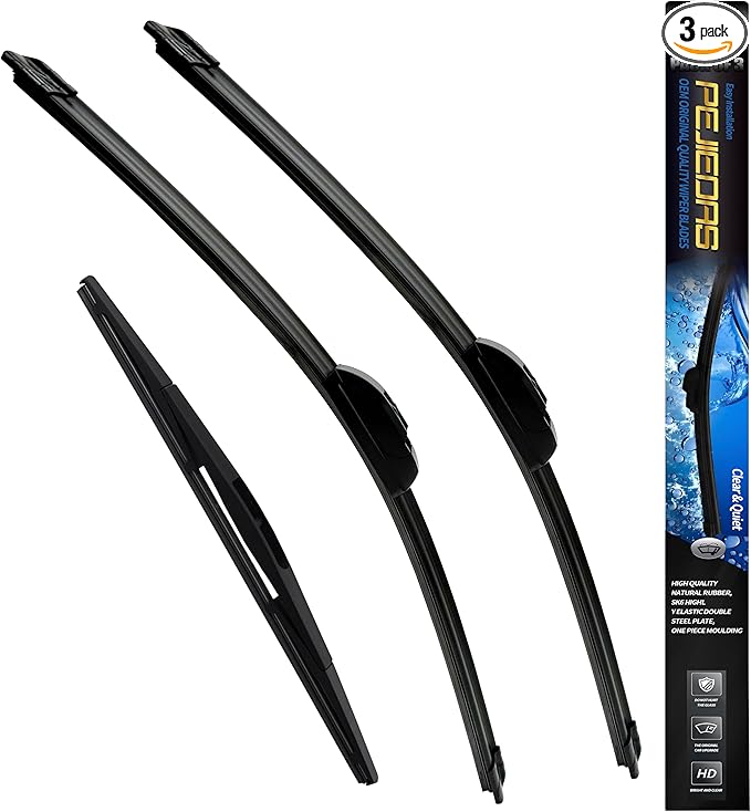 3 Wiper Blades, Front Wiper + Rear Wiper Blades by PEJIDDASWIPERBLADES