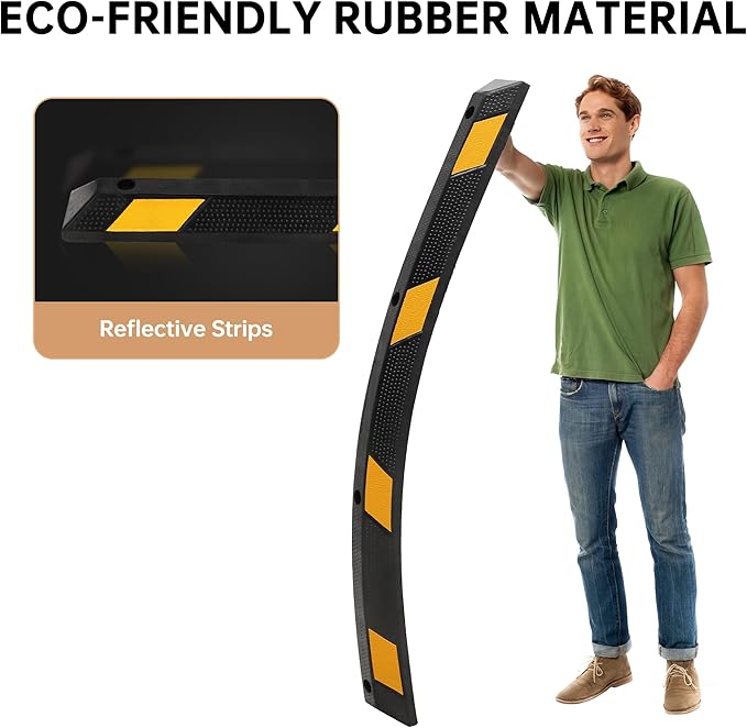 Pack of 1-72" Parking Stoppers for Garage, Heavy Duty Rubber Parking Curb - Image 5