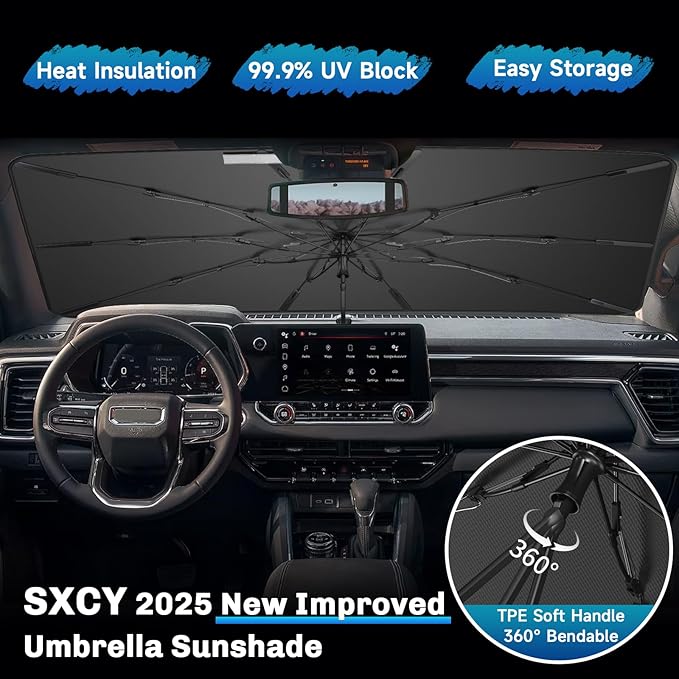 SXCY for 2023-2025 Chevy Colorado/Canyon Windshield Umbrella Sunshade 2025 - Image 3