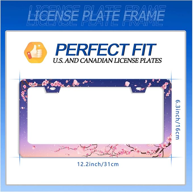 Cherry Blossom License Plate Frame Pink Flowers Floral License Plate Stainless - Image 7
