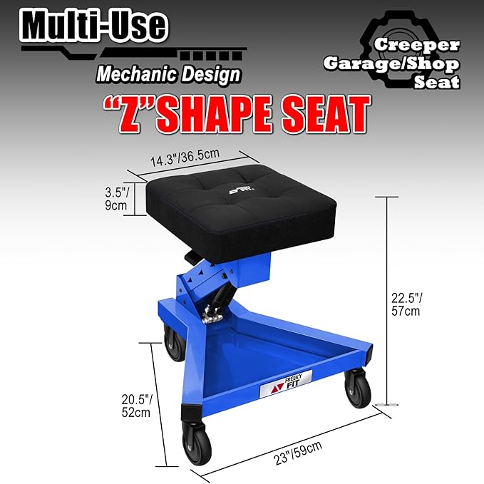 Mechanic Stool with Wheels, Hydraulic Adjustable Shop Stool on Wheels, Garage - Image 6
