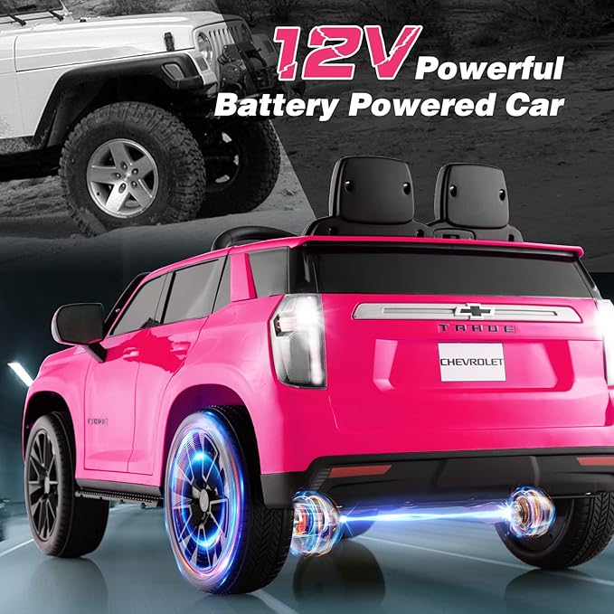 HONEY JOY Ride On Truck, 12V Licensed Chevrolet Tahoe, Chevy Electric Vehicle - Image 7