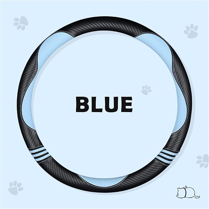 Car Steering Wheel Covers for Women Girl Padded Carbon Fiber PU Leather Cute - Image 3