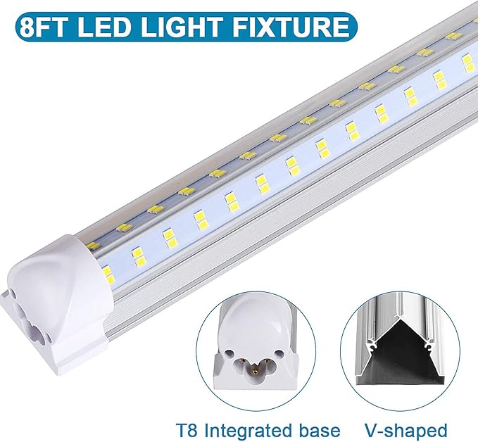 20 Pack, 8FT Led Shop Light, 144W 6000K 19800LM Clear White, Led Shop Light 8FT - Image 5