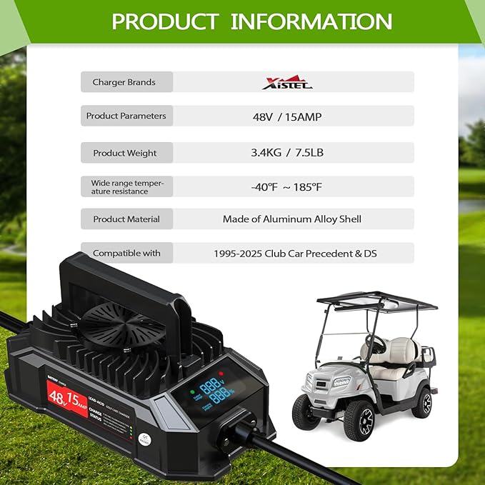 Xislet 15 AMP 48 Volt Golf Cart Battery Charger Compatible - Image 7