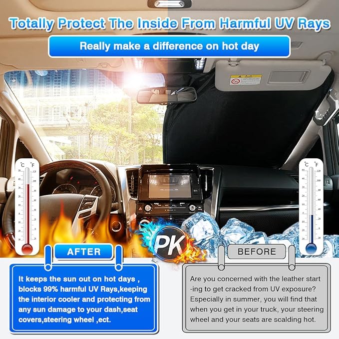 T TGBROS Windshield Sun Shade Custom Fit - Image 4