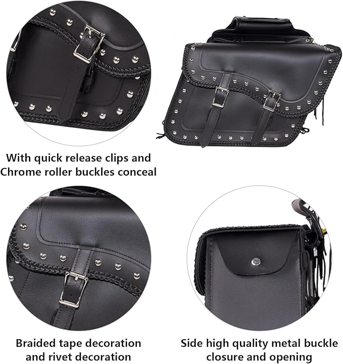 GARGOYLE BELLS Motorcycle Saddle Bags Synthetic Leather Motorcycle Luggage Bag - Image 2