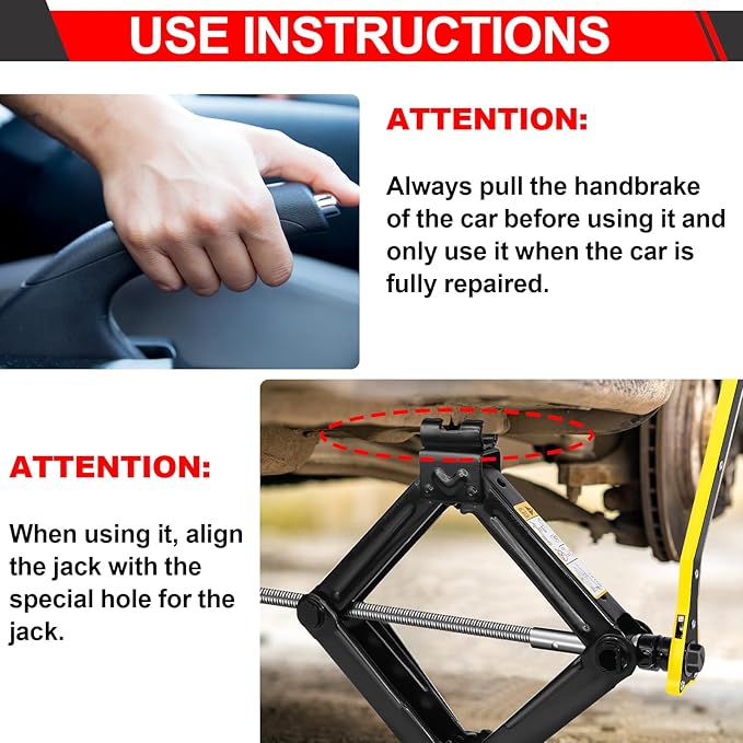 Car Jack Kit - Scissor Car Jack Max 2 Ton Capacity Portable Emergency Tire - Image 9
