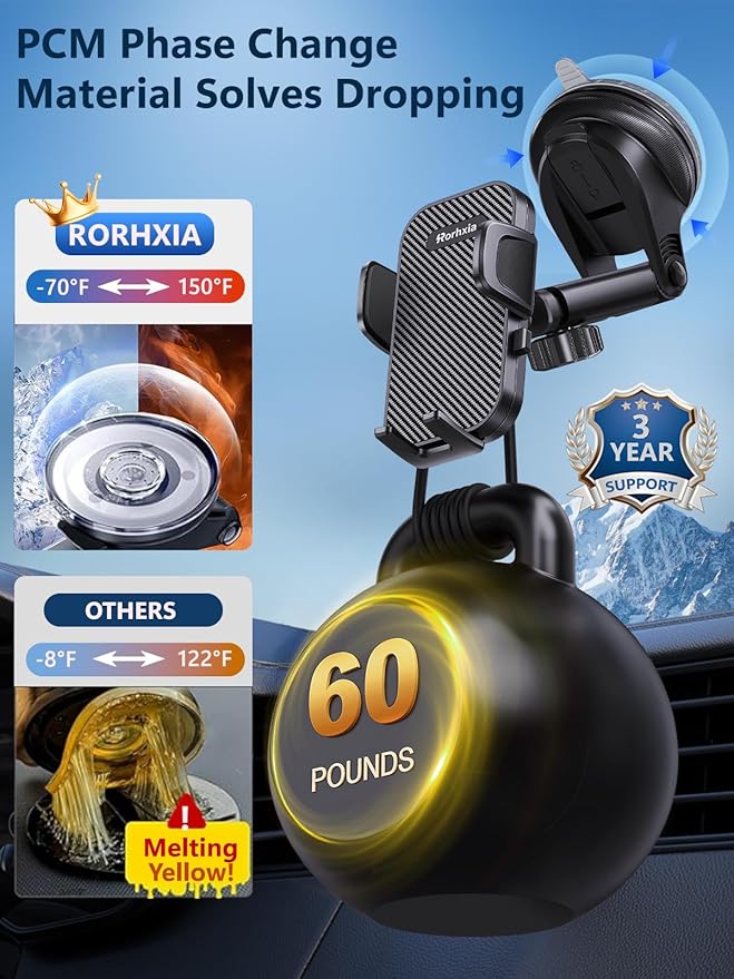 3-in-1 Car Phone Holder, Cell Phone Car Mount Fit - Image 3