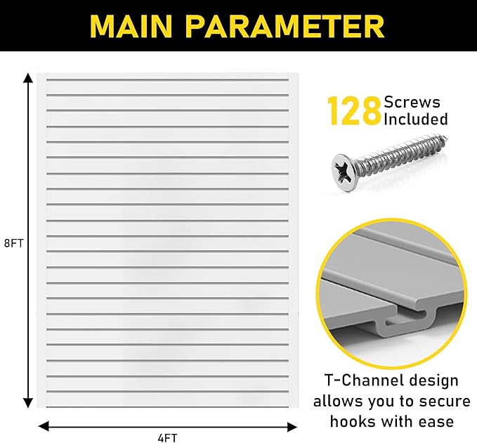 Heavy Duty 8x4 PVC Garage Slatwall Storage System - Image 7