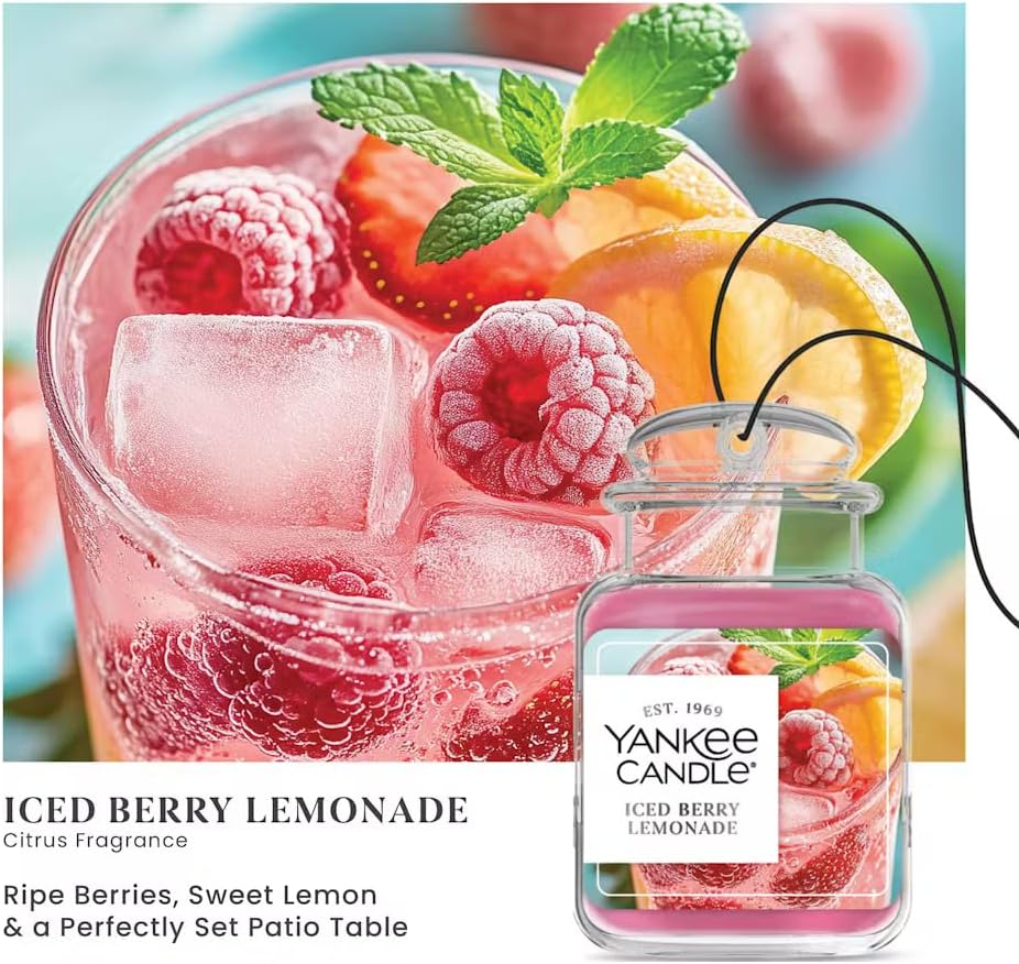Yankee Candle Paper Car Jar, Air Freshener for Long Lasting Fragrance, Iced Berry Lemonade, 10 Packs - Image 6