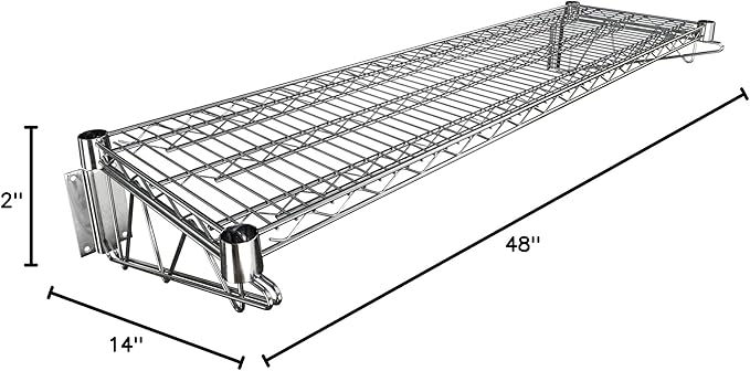 14" x 48" Chrome Wire Wall Mount Shelf - Image 3