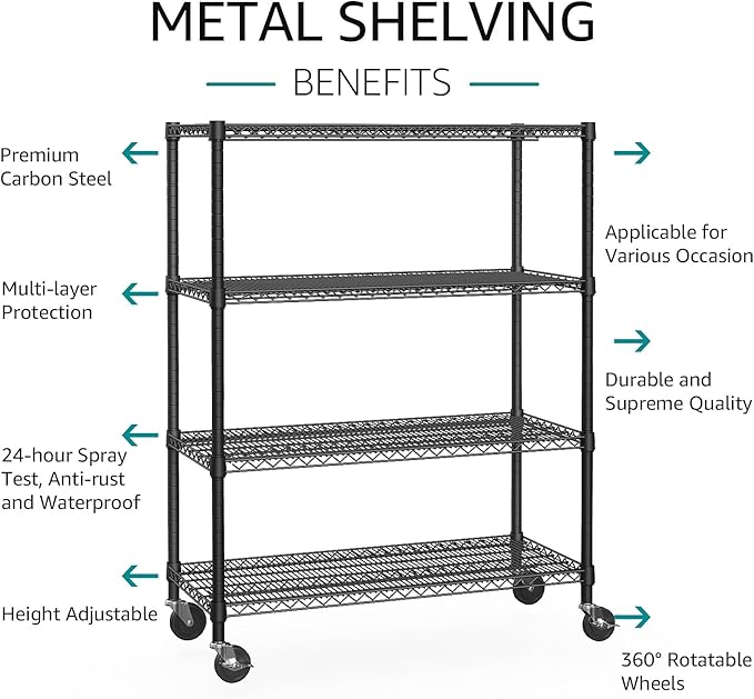 IZEUK Garage Shelving Wide Storage Shelves 4 Tier Metal Shelves Heavy Duty - Image 4