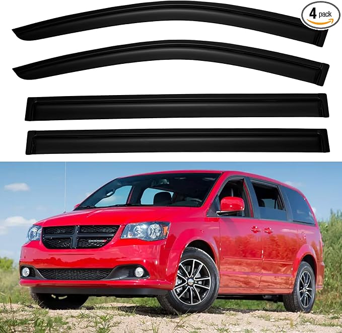 Window Visors Rain Guards for 2008-2020 Dodge Grand Caravan, Out-Channel Window by YQAUTEC