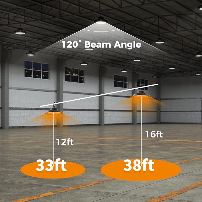 AIKVSXER LED High Bay Lights 180W UFO Shop Lights 32400LM 6000K Commercial Bay - Image 6